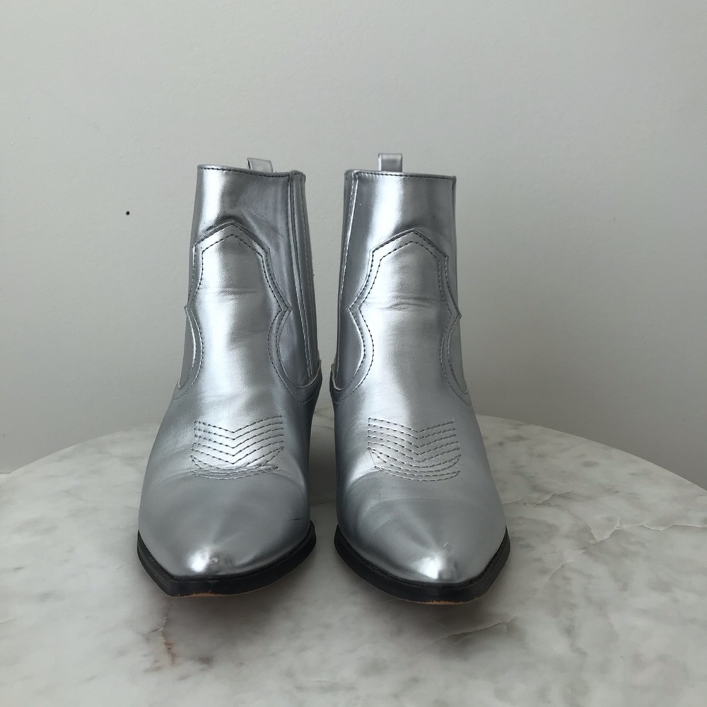 Metallic Faux Leather Western Boots 7